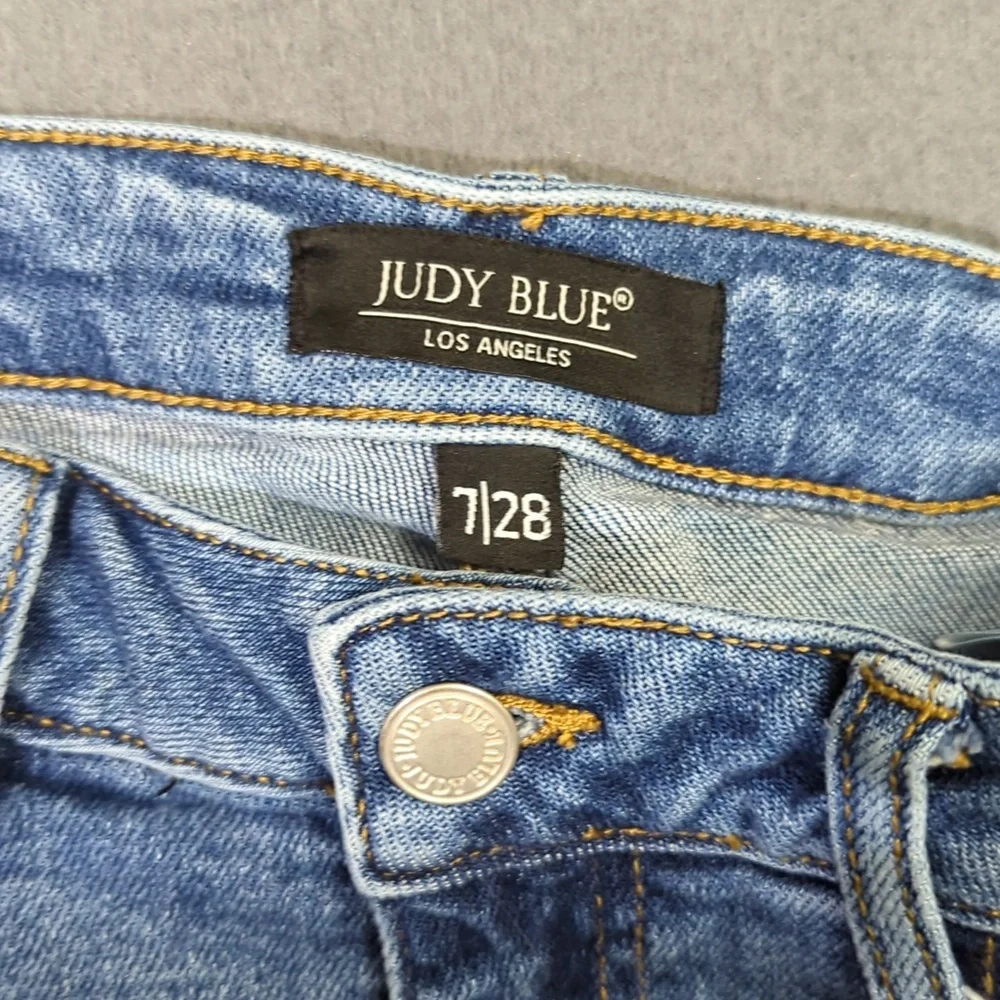 Judy Blue Jeans Women's 28 Blue Plaid Patched Skinny Fit Denim - Picture 9 of 11